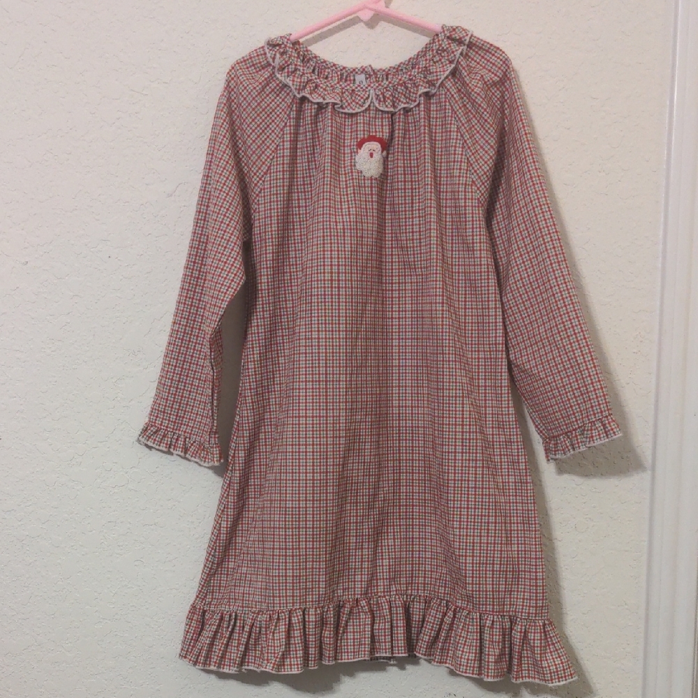 Sweet Dreams Girls Red & Green Plaid Santa Christmas Nightgown. Size 6